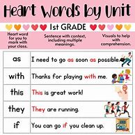 Image result for 1st Grade Heart Words