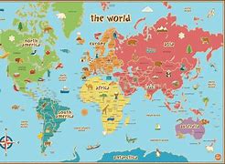 Image result for Kids World Map Colorful