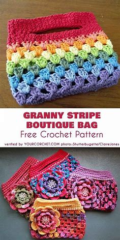 Granny Stripe Boutique Bag Free Crochet Pattern | Crochet purse patterns, Crochet bag pattern free, Crochet bag pattern