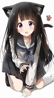 Image result for Girl with Cat Ears Black Hair Anime