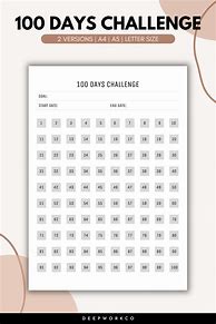 Image result for 100 Day Challenge Tracker Printable