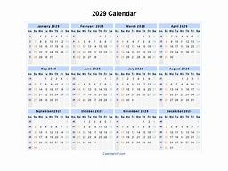 Image result for PDF Printable 2029 Calendar