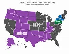 Image result for Most Hated NBA Team Map