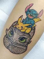 Image result for Stitch and Toothless Pikacho Tattoo