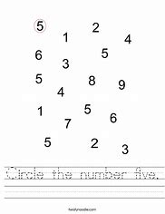 Image result for circles numbers five worksheets