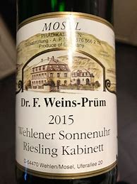 Image result for Dr F Weins Prum Wehlener Sonnenuhr Riesling Spatlese