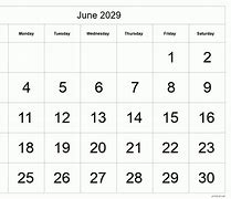 Image result for June 2029 Calendar