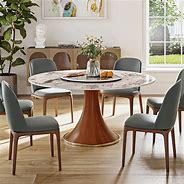 Image result for Round Dining Table with Reeded Pedestal Base Lazy Susan