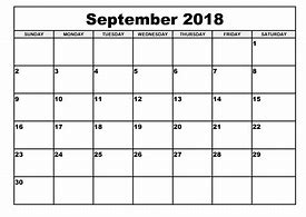 Image result for Printable Monthly Calendar September 2018