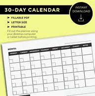 Image result for 30-Day Calendar Friday Printable