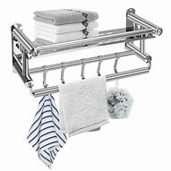 Image result for Bathroom Shelf with Towel Bar Rail