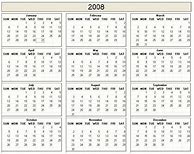 Image result for 2008 Calendar