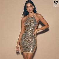 Image result for Gold Sequin Bodycon Dress