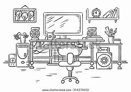 Image result for Computer Table Black and White