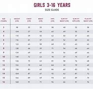 Image result for Girls Shirt Size Chart