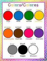 Image result for Colors in English and Spanish