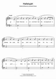 Image result for Free Printable Easy Piano Sheet Music Hallelujah