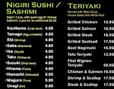 Image result for Nigiri Sashimi a La Carte Menu