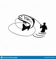 Image result for Black and White Fly Fishing Illustrations