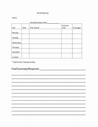 Image result for Reading Log with Summary Printable