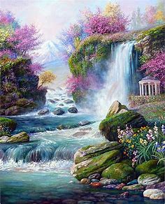 Amazon.com: Mountains Waterfall Painting by Number Natural Scenery DIY Paint on Canvas, Paintwork with Paintbrushes Acrylic Paints,Perfect for Paint by Numbers for Adults and Kids Students Beginner 16x20 Inch
