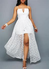 Image result for Lace Rompers with a Maxi Length Skirt