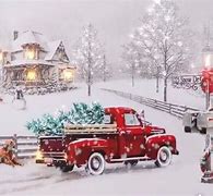 Image result for Red Christmas Truck in Snow