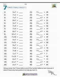Image result for 7s Multiplication Worksheets