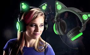 Image result for Gamer Girl Cat Ear Headphones