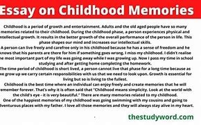 Image result for Favorite Childhood Memory Essay