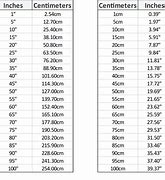 Image result for 53Cm in Inches Chart