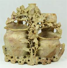 carving soapstone antique soapstone carving two jars and floral carving soapstone antique soapstone carving two jars and floral