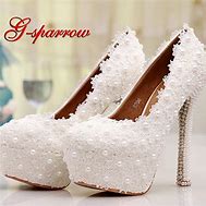 Image result for White Lace High Heel Shoes