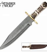 Image result for Damascus Bowie Knife with Stag Handle