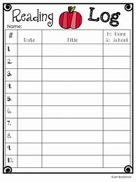 Image result for Reading Log Primary Grade Printable