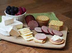 Image result for Summer Sausage Cheese and Crackers