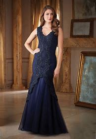 Image result for Navy Blue Lace Prom Dress