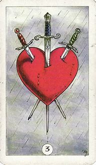 Image result for 3 of Hearts Tarot