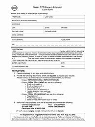 Image result for Nissan Out of Warranty Claim Form