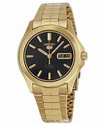 Image result for Seiko Black and Gold Watch