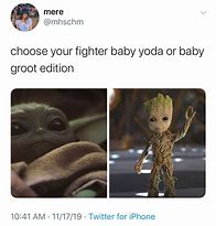 Image result for Baby Yoda vs Baby Groot Memes