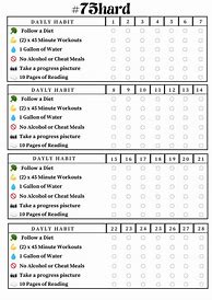 Image result for 75 Hard Challenge Score Printable