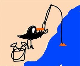 Image result for Cartoon Crow with Fishing Pole