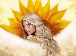 Image result for Sunflower with Angel in Sky in Background