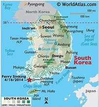 Image result for South Korea Geography Map