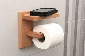 Image result for Modern Toilet Paper Holder with Shelf Wood