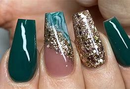 Image result for Green and Gold Glitter Nail Art