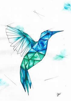 Watercolour Geometric Animal Painting- Hummingbird#animal #geometric #hummingbird #painting #w… | Geometric art animal, Geometric animals, Geometric animal painting