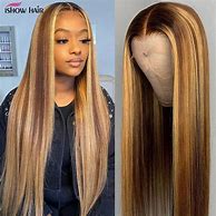Image result for Human Hair Wigs Long Brown