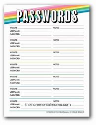Image result for Password Keeper Printable Sheet Free